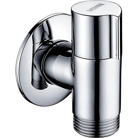 Washers Machine Valve with Check Valve Solid Brass Corner Tap for Dishwasher, Water Connector Male G1/2" to G3/4" Male (Chrome) (1/5)