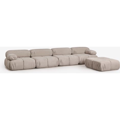 SKLUM Kendall 4-teiliges modulares Sofa und Bouclé-Pouf, vakuumverpackt                                   