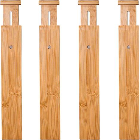 Supports Pour Tiroirs - En Bambou Moso Réglables 43-56 cm - Pour Cuisine Chambre Salle De Bain Bureau - Lot De 4 (1/5)