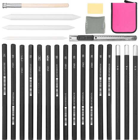 Kit de crayons à dessin pour artistes étudiants peinture, avec gomme et étui de transport zippé (1/5)