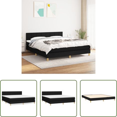 vidaXL Cama box spring con colchón tela negro 160x200 cm (1/5)