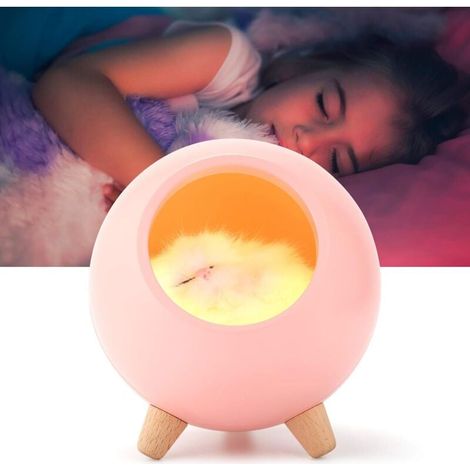 Veilleuse Enfant LED, Lampe de Chevet Tactile Rechargeable, Lampe Chat Cadeau pour Femme Enceinte, Enfant, bébé, Rose-Fei Yu (1/4)