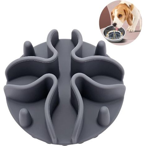 Inserto in silicone anti-ingestione – Con ventose – Per cani e gatti – Grigio – L (1/5)