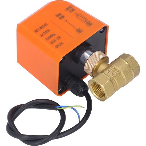 Vanne à bille motorisée 2 fils 2 voies normalement fermée DN15 Laiton ABS Moteur synchrone AC220V (1/5)