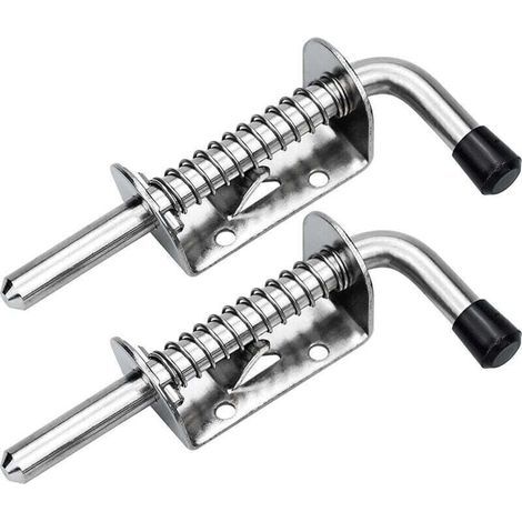 Set mit 2 Edelstahl-Federriegeln, 128 mm – Türschloss für Garage und Garten – Korrosionsbeständig – Schnelle Montage (1/4)