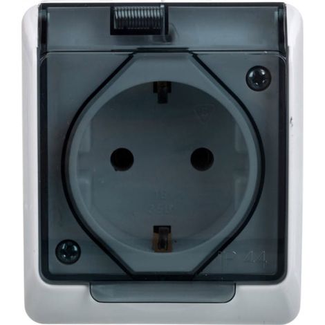 Hermes Hermetische Schuko-Steckdose mit/mit Rauchklappe 16A IP44 weiß 0324-01