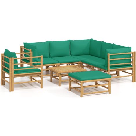 Maison Exclusive - Set Salotto da Giardino 8pz con Cuscini Verdi Bambù
