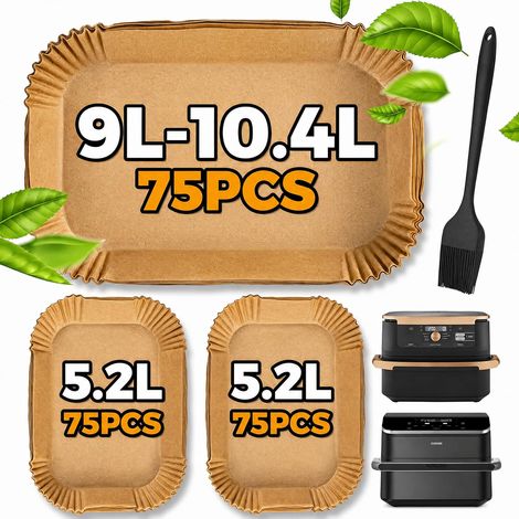 225 Pcs Papier Cuisson Air Fryer Ninja 10, 4l AF500EU/ Cosori 10L, Papier Cuisson Plat pour Air Fryer Ninja Foodi Flex 10.4 L, Papier Jetable Air Fryer Accessoires Pour Ninja AF500EUCP (1/5)