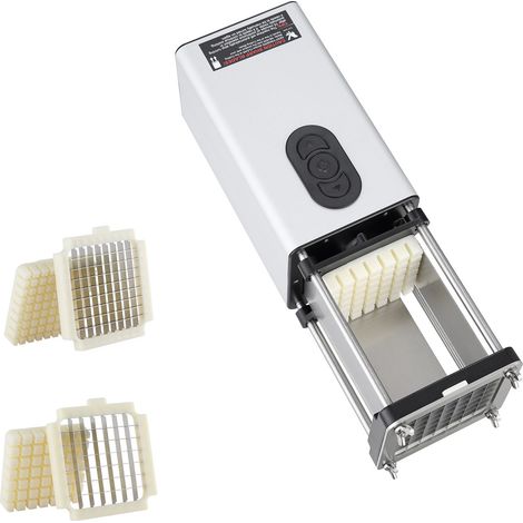 Coupe-légumes électrique pour frites, avec lames inox interchangeables 1/2 et 3/8 pouces, pieds antidérapants, idéal pommes de terre, légumes, carottes. (1/5)