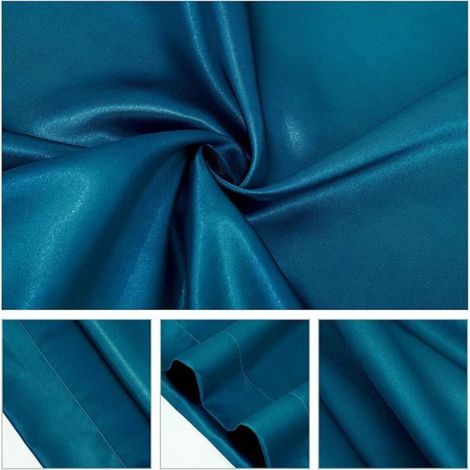 Taie D Oreiller - Satin 100 % - Pour Oreiller 65x65 Cm - Lot De 2 - Bleu (1/5)