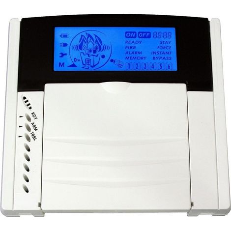 Teletek LCD63VG Mando con teclado LCD azul para centralita CA62 - 12 zonas