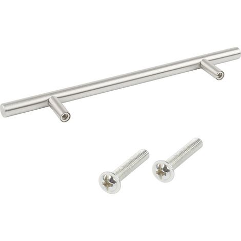 Lot de 20 poignées en acier inoxydable pour meubles/placards/tiroirs, largeur totale 200 mm, entraxe des poignées en T 128 mm, poignées de meubles (1/5)