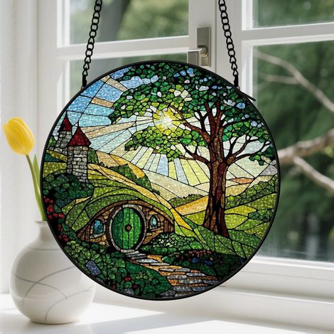 Capteur de Soleil en Vitrail Décoration Spirituelle pour Maison 15cm (1/4)