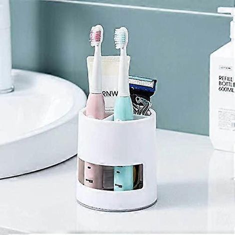Porte-brosse à dents, porte-dentifrice, support pour brosse à dents électrique, organisateur multifonctionnel pour salle de bain et cuisine (blanc élégant) (1/5)