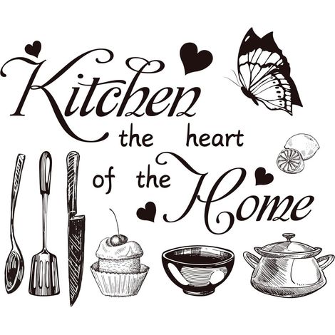 Décoration Murale Cuisine, Stickers Muraux Citations Chaleureuses en PVC, Autocollants Amovibles pour Cuisine et Salle à Manger (1/5)