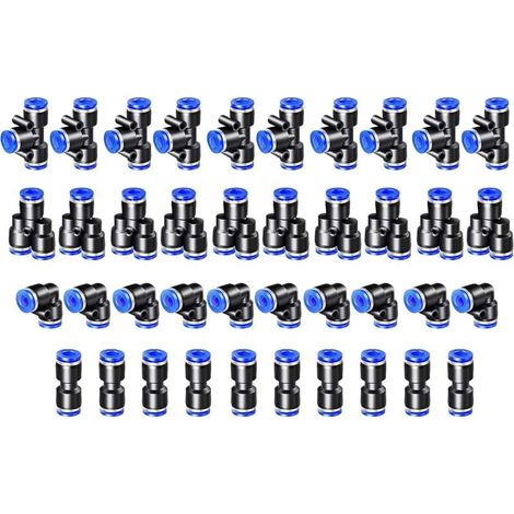 40 pezzi Connettore pneumatico Raccordo pneumatico da 4 mm Connettori rapidi Aria compressa 4 forme per sigillare il raccordo del tubo dell'aria compressa-Tipo-Y/T/Dritto/Angolo (1/5)