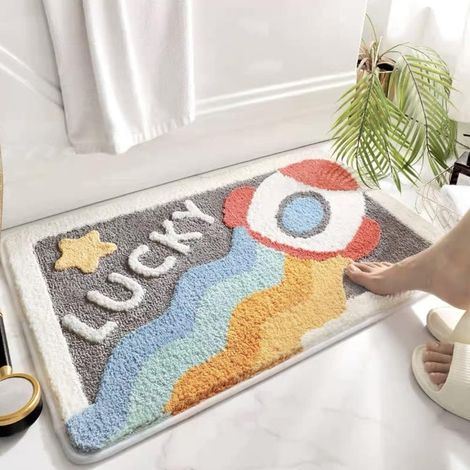 Tapis Salle de Bain, Tapis de Douche Microfibre Doux Lavable en Machine (Rocket, 40 x 60 cm) (1/4)