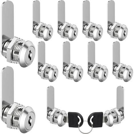 10 pcs Serrure Boite aux Lettres 20mm, Verrou Boite aux Lettres avec Clés, une clé Contrôle une Serrure, Adaptées aux Epaisseurs de Porte Jusqu'à 16 mm (1/5)