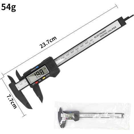 Pied à coulisse numérique 0-150 mm – Fibre de carbone – Précision 0,01 mm – Écran LCD – Fonction remise à zéro (1/5)
