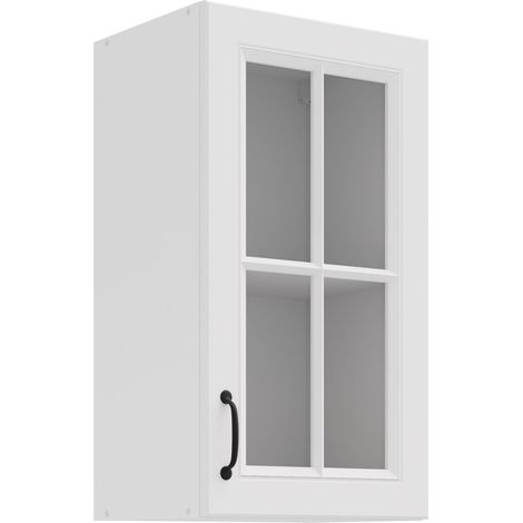 Glashängeschrank 40 cm Stilo Weiß Küchenzeile Küchenblock Landhaus Einbauküche