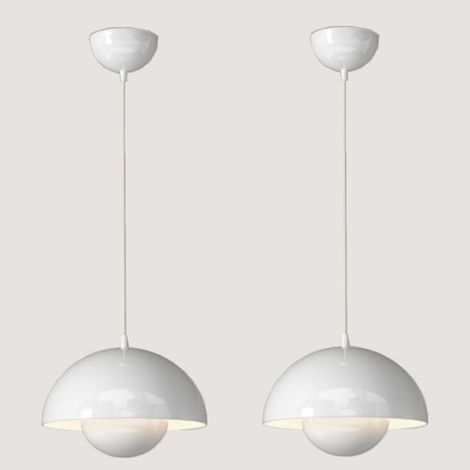 Modern Pendelleuchte Kreative Metall Hängeleuchte Lampenschirm Höhenverstellbare Kronleuchter 2 Stück Weiß