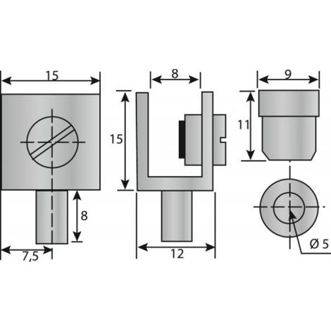 Pinces pivot pour portes en verre - laiton chromé 27 x 40 mm - la paire - MOD