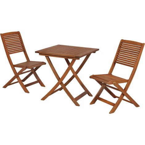 Bali Set 3tlg Akazie Klapptisch 70 x 70 cm