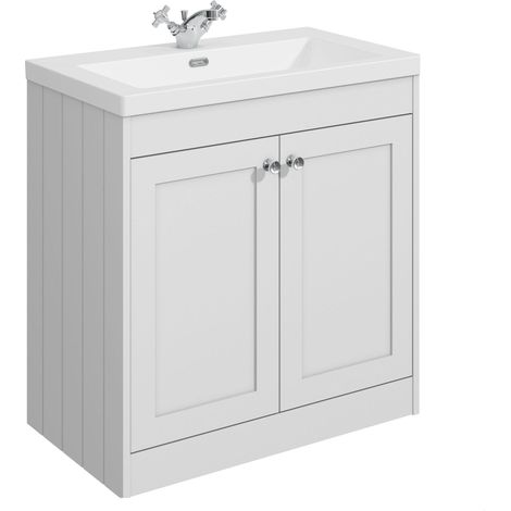 Balterley Butterton 800mm Floor Standing 2 Door Unit with Minimalist Basin 1 Tap Hole - Satin White