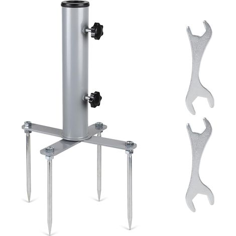 Sonnenschirmständer für Rasenanker Ø 54 mm, verstellbarer Erdspieß für Sonnenschirm mit 3 PVC-Reduzierringen Ø 48/38/32 mm