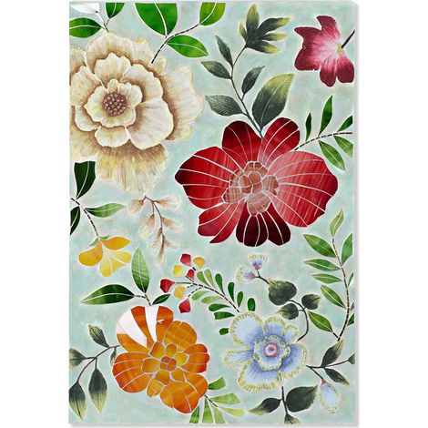 Dekoration Murale Canvas Verre 80x4x120 Blumen Glasglasmaterial mehrfarbige Farbfamilien Wanddekorationen Details (1/4)