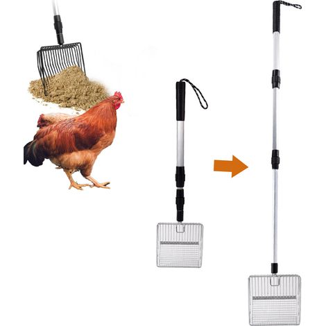 Pelle à Fumier de Poulailler Telescopique 3 Sections - Scoop Hygiénique Multifonction pour Poulailler, Chat et Chien - Matériau Résistant et Facile à Stocker (1/2)