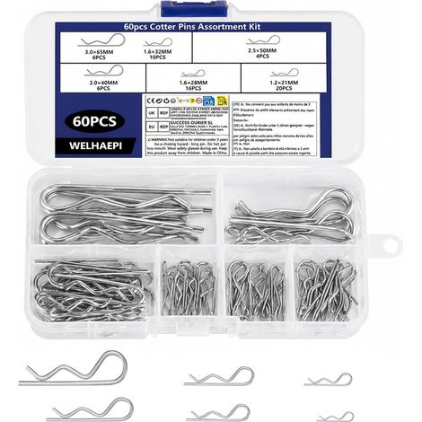 60 Pcs Goupilles Set, R Clips Acier Inox (1/5)