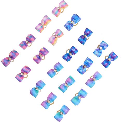 Nœud papillon pour animaux de compagnie, élastiques à nœuds en caoutchouc, motif ciel étoilé, accessoire de toilettage pour petit lapin (1/5)