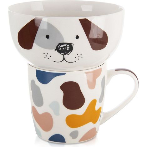 Tazza per bambini con ciotola, cane in porcellana, 2 pezzi. (1/5)