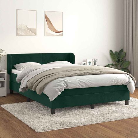 Sommier à lattes de lit et matelas Vert foncé 140x190cm Velours