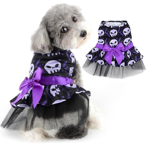 Halloween Hundekleid m,süßesTüllkleid avec Schleifefür chiens et chats (1/5)