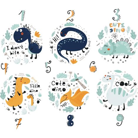 Autocollants muraux dinosaures mignons (Dimensions : 93 cm x 82 cm) (1/5)