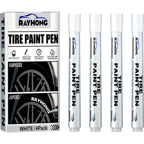 Marker Pour Pneus - Encre À Base D Huile - Résistant À L Eau Et Aux UV - Pour Marquage Sur Caoutchouc De Pneu - Lot De 4 (1/5)