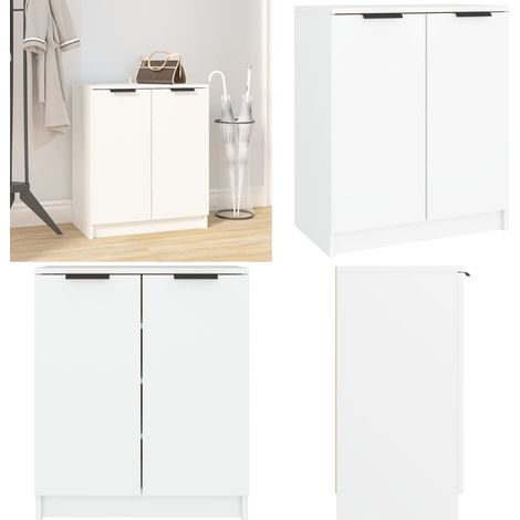 Mueble zapatero de madera contrachapada blanco 59x35x70 cm - Armario de zapatos - Madera contrachapada