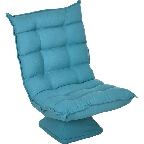 Drehsessel mit Liegefunktion in Samt und Stahl, 5-fach verstellbare Rückenlehne, 62 x 70 x 95 cm, Blau
