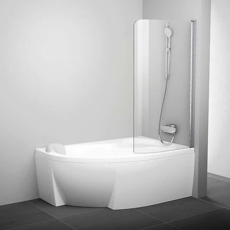 Ravak Chrome - Mampara de baño de una pieza CVSK1 Rosa, izquierda, 85x150 cm, cristal satinado/transparente 7QLM0U00Y1