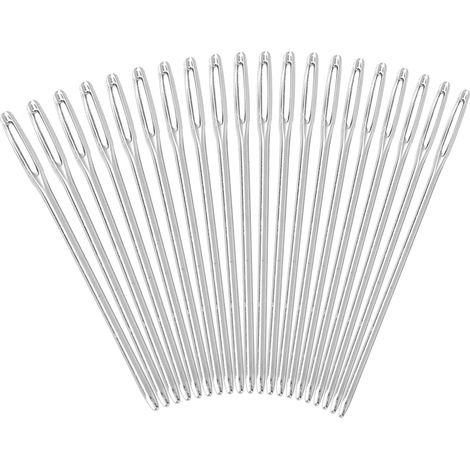 Lot de 20 aiguilles à coudre rondes argentées 52mm pour broderie et couture (1/5)