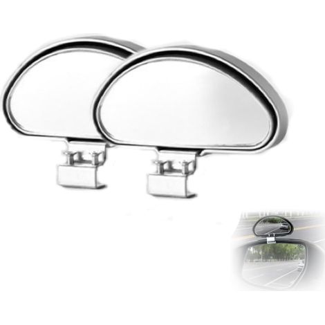 2pcs Retroviseur Miroir D'angle Mort Rétroviseur Conduite Accompagnée Grand Angle Latéral Auxiliaire Réglable à Plusieurs angles Degrés,Compatible avec Camion,SUV,Van (argent) (1/5)