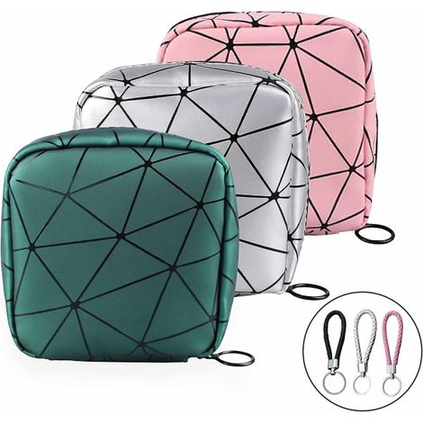 Lot de 3 pochettes de rangement pour serviettes hygiéniques, étui à coupe menstruelle, trousse de maquillage zippée, sac pour adolescentes et femmes A916-582 (1/4)