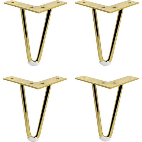 Quatre pieds de meubles en métal de 12 cm, robustes et résistants à la corrosion, compatibles avec les armoires, les canapés et les meubles de salle de bain. (1/5)