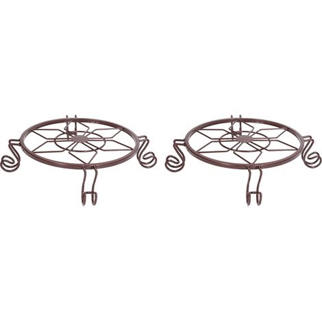 2PCS Support de Plantes en Alliage d'Aluminium Résistant à la Rouille, Porte-Pot de Sol pour Balcon et Intérieur, Bronze (1/5)