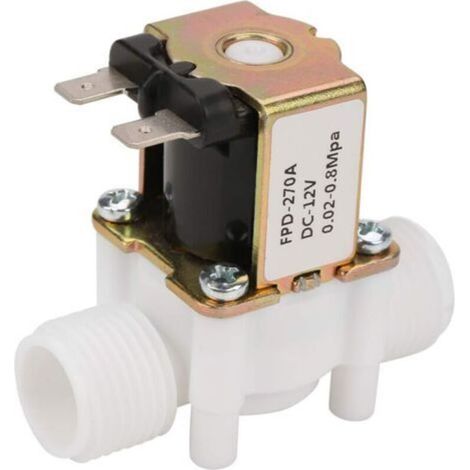 Aiperq ÉLectrovanne, DC 12V G1/2 "NC Électrovanne D'entrée D'eau en Plastique 0,02-0,8 MPA Électrovanne électrique Normalement Fermée