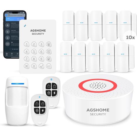 Alarme Maison sans Fil Sécurité Système Cambrioleur 120DB, Kits de pour la, Extensible à volonté-Compatible avec Alertes sur l’application sans abonnement, contrôle à distance, batterie 8 heures, inst (1/5)