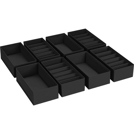 Lot de 8 organiseurs de tiroirs et d'armoire - Organisateur de sous-vêtements - 30 x 15 x 9 cm - Système de rangement pour Pax - Commode Malm - Commode - Vêtements pour enfants - Noir (1/5)