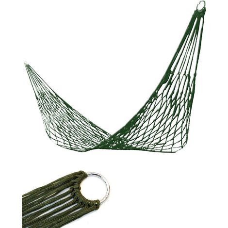 Hamac en paracorde balançoire camping jardin 2 m x 80 cm vert olive (1/4)